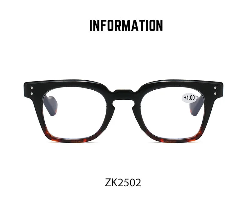 Stylish Square Frame Hyperopia Eyewear Men Anti Blue Light Reading Glasses Color Blocked Presbyopia Eyeglasses for Women