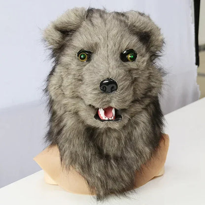 Plush Panda Head Mask Halloween Cosplay Costume Props Animal Fur Panda Helmet Mask Cosplay Funny Animal Headgear