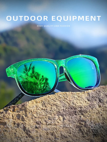 New style Unisex Polarized Square Fashion Sunglasses - Lightweight Purple Glitter Frame, TAC Lenses for Outdoor Sports & Fashion