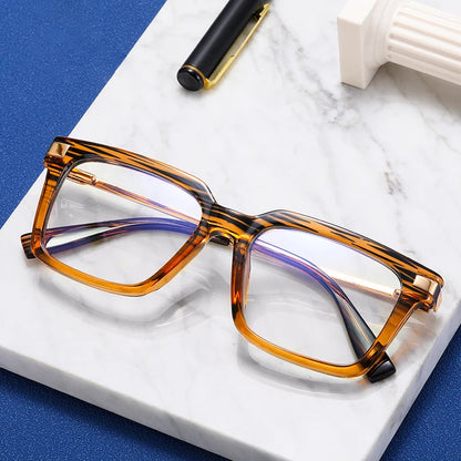 TR90 Men's Square Glasses Metal Frame Anti Blue Light Oversized Reading Glasses New Double Colors Women's Presbyopic Glasses