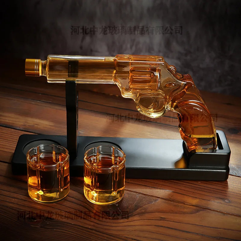 Creative Pistol-Shaped Glass Decanter Gun-Shaped Whiskey Set High Borosilicate Glass Sparkling Bottle