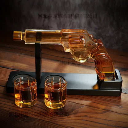 Creative Pistol-Shaped Glass Decanter Gun-Shaped Whiskey Set High Borosilicate Glass Sparkling Bottle