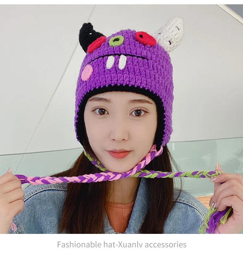 Unisex Balaclava Fashion Cosplay Carnival Party Winter Warm Cap Adult Children Autumn Winter Funny Cartoon Monster Knitted Hat
