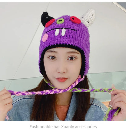 Unisex Balaclava Fashion Cosplay Carnival Party Winter Warm Cap Adult Children Autumn Winter Funny Cartoon Monster Knitted Hat