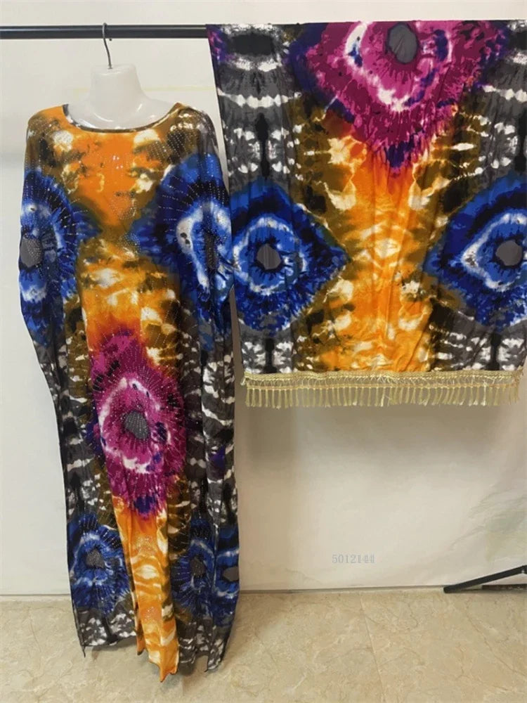 2025 New Afro Kaftan Dress for Women Long Sleeve off Shoulder Robe plus Size Fringe Detail Comfortable Beach Wear Summer
