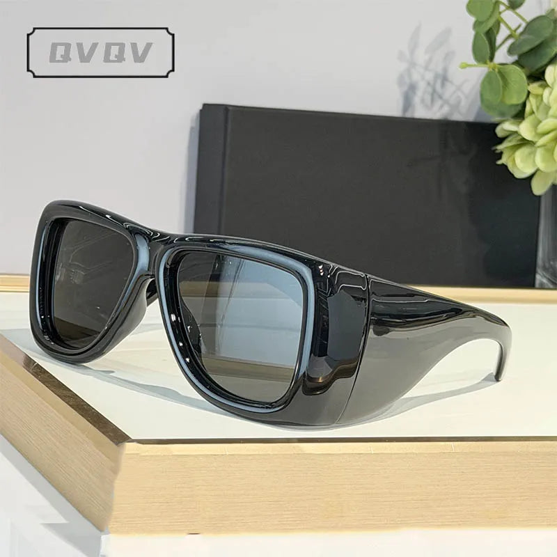 QVQV Trendy Oversized Square Sunglasses Women Men Luxury Brand Original Thick Frame Sunglasses Retro Outdoors Driving Shades