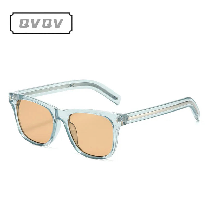 QVQV Fashion Leopard Blue Square Sunglasses Women Men Metal Stripes Brand Design Sun Glasses Men Outdoor Selfie Sunscreen Shades