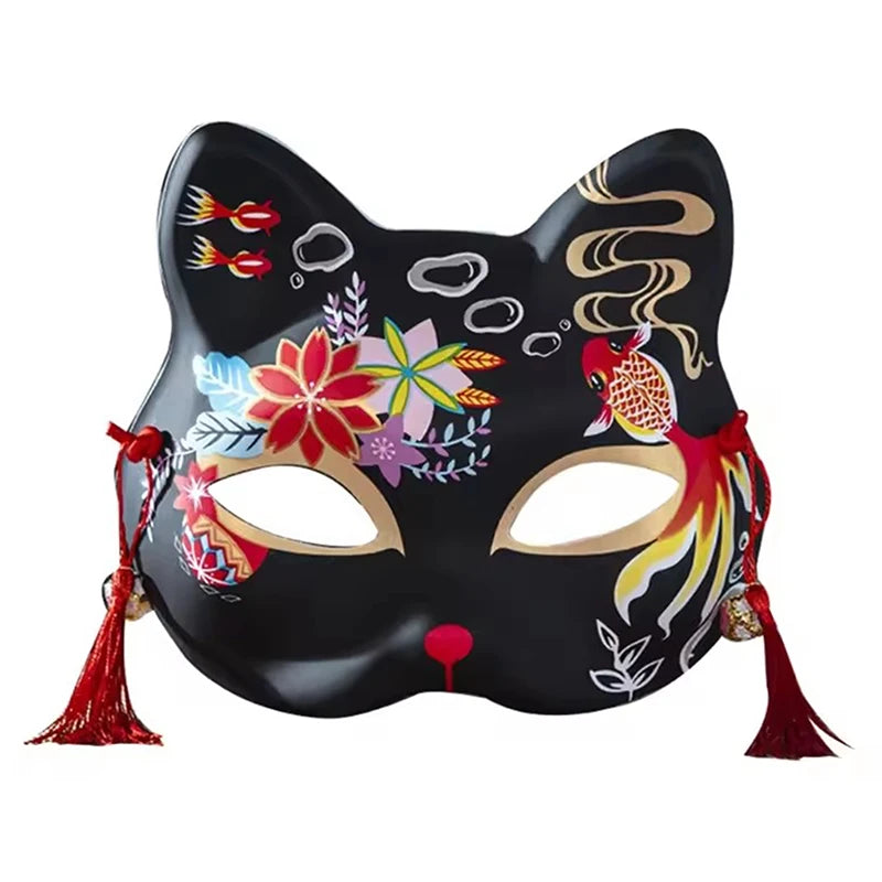 Cosplay Mask Handmade Half Face Mask Japanese Cat Mask Japanese-Style For Stage Performances Anime Cosplay