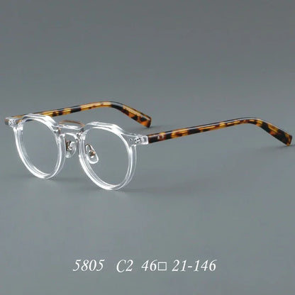 KSVEREN Vintage Acetate Frame Reading Glasses Men Women Fashion Round Rivet Optical Glasses Transparent Prescription Spectacles