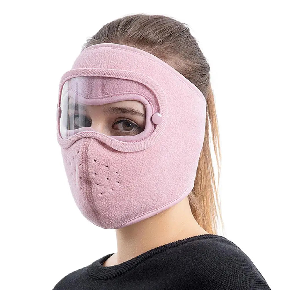Winter Warm Face Mask With Detachable Anti Fog Goggle Anti Dust Cycling Mask Balaclava Warm Helmet For Skiing Face Cover