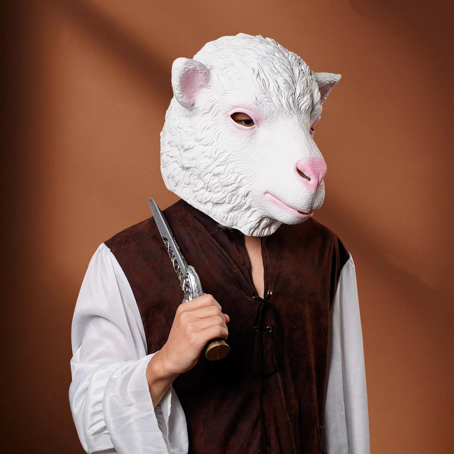 Lamb's head cover - Halloween animal mask - suitable for cosplay, carnival - Latex material