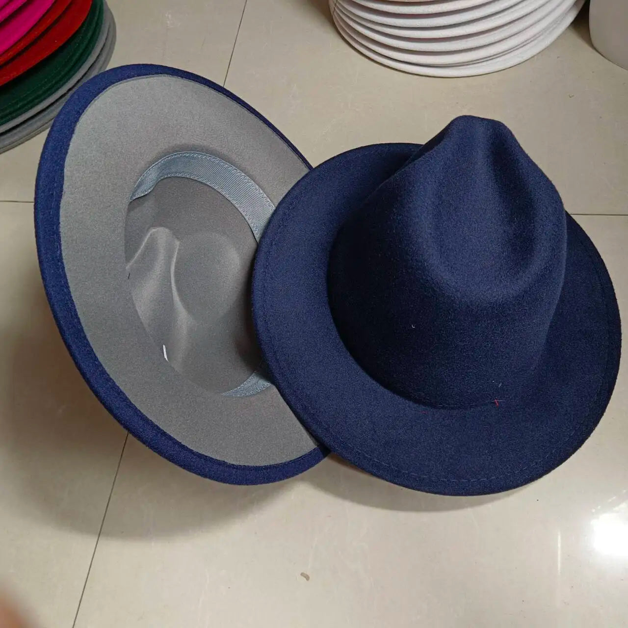 Sombreros Fedora Hat Dual Color Classic Jazz Hat Soft Fedora Hat Classic Men's and Women's Blue Jazz sombreros