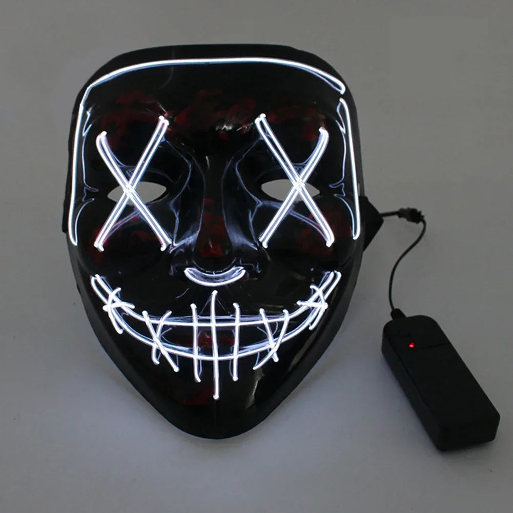 Wireless Scary Glowing Mask LED Luminous Purge Mask Halloween Horror Neon Light Up Cosplay Party Mask Fstival Costume Supplies