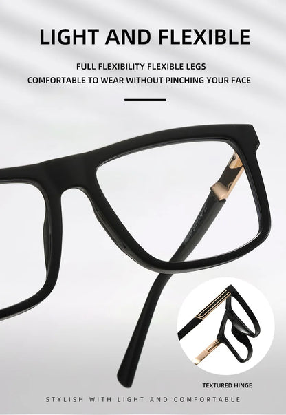 Men Vintage Anti Blue Light Reading Glasses Classic Brand Double Bridge Square Eyeglasses Business Office Presbyopia Glasses +