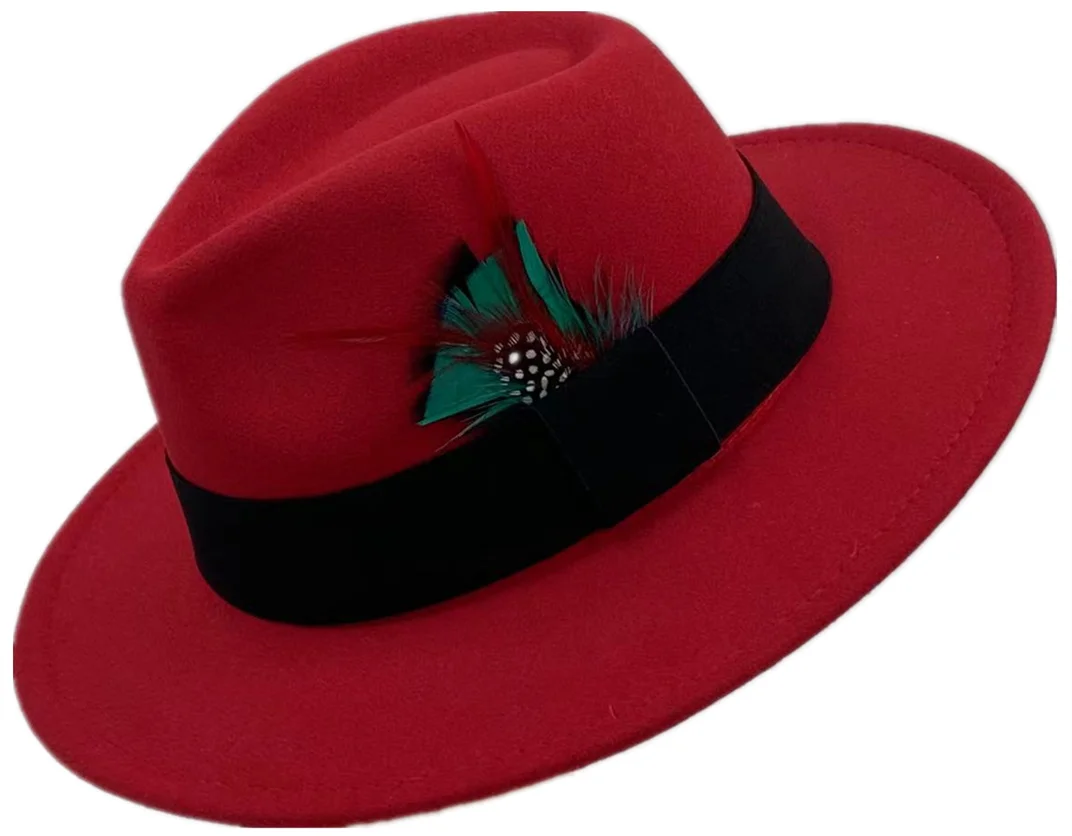 men hats feather men fedoras lady woolen felt church hat unisex  bowknot  jazz hat for men and women