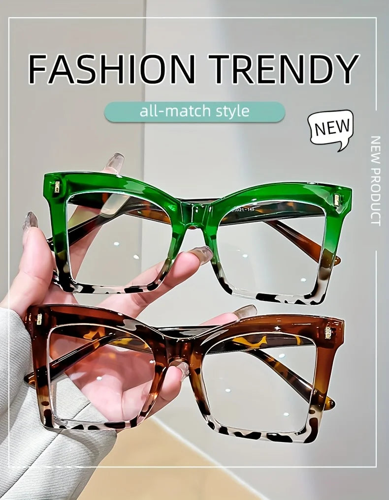Elegant Full Rim Square Reading Glasses for Women, PC Frame, Clear Les, Magnification  1.0 to  4.0, Fashion Reading Glasses