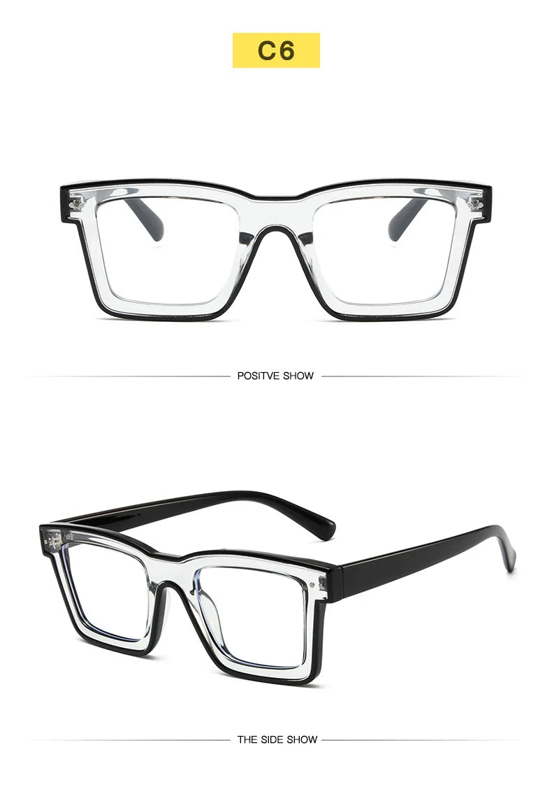 Retro Square Anti Blue Light Optical Glasses Frames Men Fashion Computer Prescription Eyeglasses Women TR90 Reading Glasses +2.5