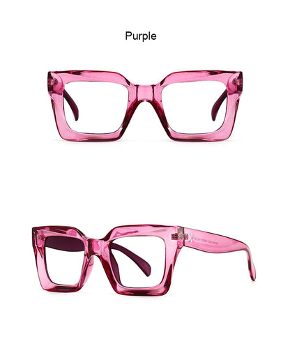Vintage Oversized Square Anti Blue Light Reading Glasses Women Men Trending Optical Eyewear Finished Hyperopia Eyeglasses +2 +5