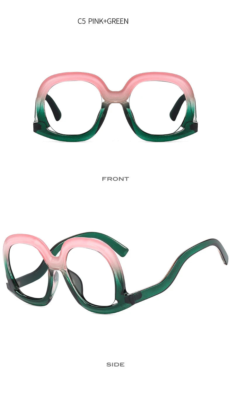 Fashion Unique Oval Blue Light Blocking Glasses Frame Women Large Colorful Gradient Eyeglasses Luxury Designer Reading Glasses