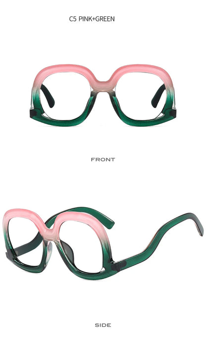 Fashion Unique Oval Blue Light Blocking Glasses Frame Women Large Colorful Gradient Eyeglasses Luxury Designer Reading Glasses
