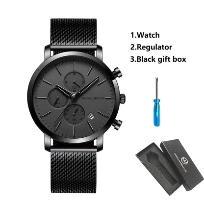 Top Men Watch Brand Business Style Stainless Steel Fashion Waterproof Sports Multifunctional Quartz Wristwatch Relogio Masculino