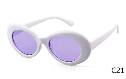 WHO CUTIE 2024 Goggles Oval Sunglasses Men Women Brand Designer 90S Colorful Retro Round Frame Kurt Cobain Shades Sun Glasses UV
