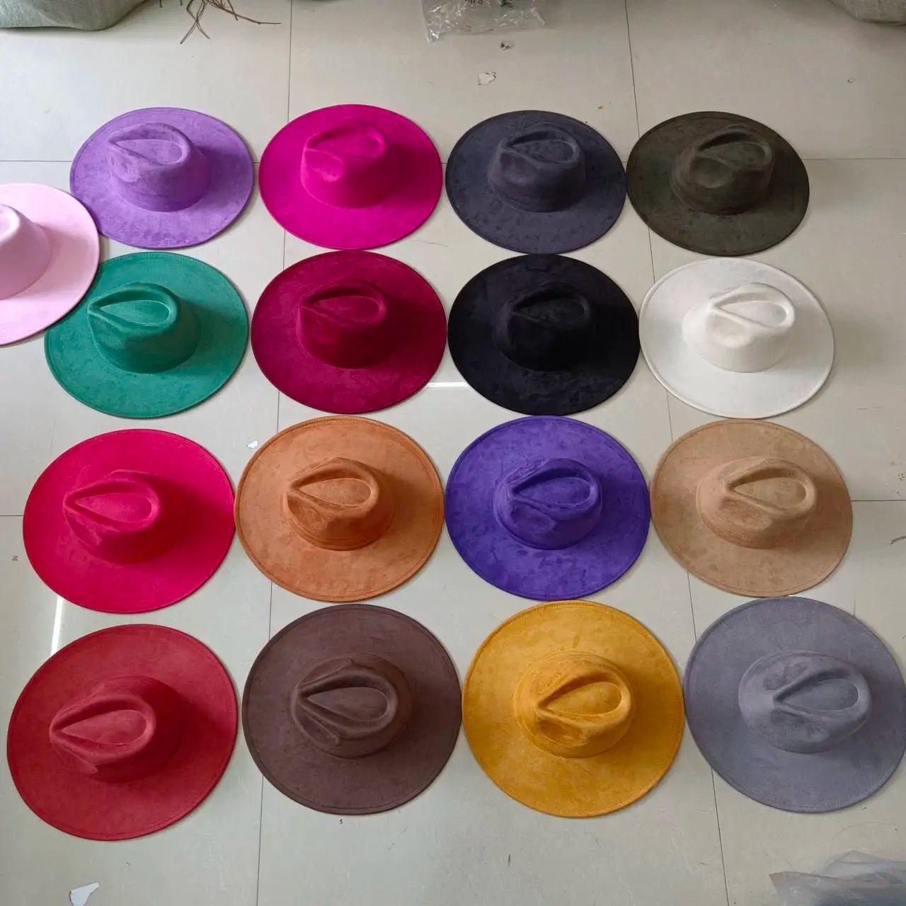 Women's suede 10cm wide Brim Fedora hat Men's autumn and winter felt jazz hat Classic suede Fedora Sombrero