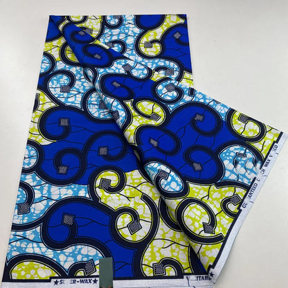 New Super Tissu Ankara Good Real Prints African Wax Fabric Soft Pagne Cotton Material Kente 6YARDS Stuff Blue Batik For Sew