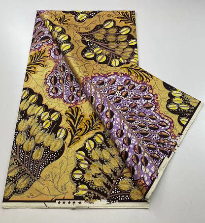New Ankara Glitter Golden Wax Soft Flash Gold Print Batik High Quality Pagne Purple Women Tissus African Grand Golden Wax Fabric