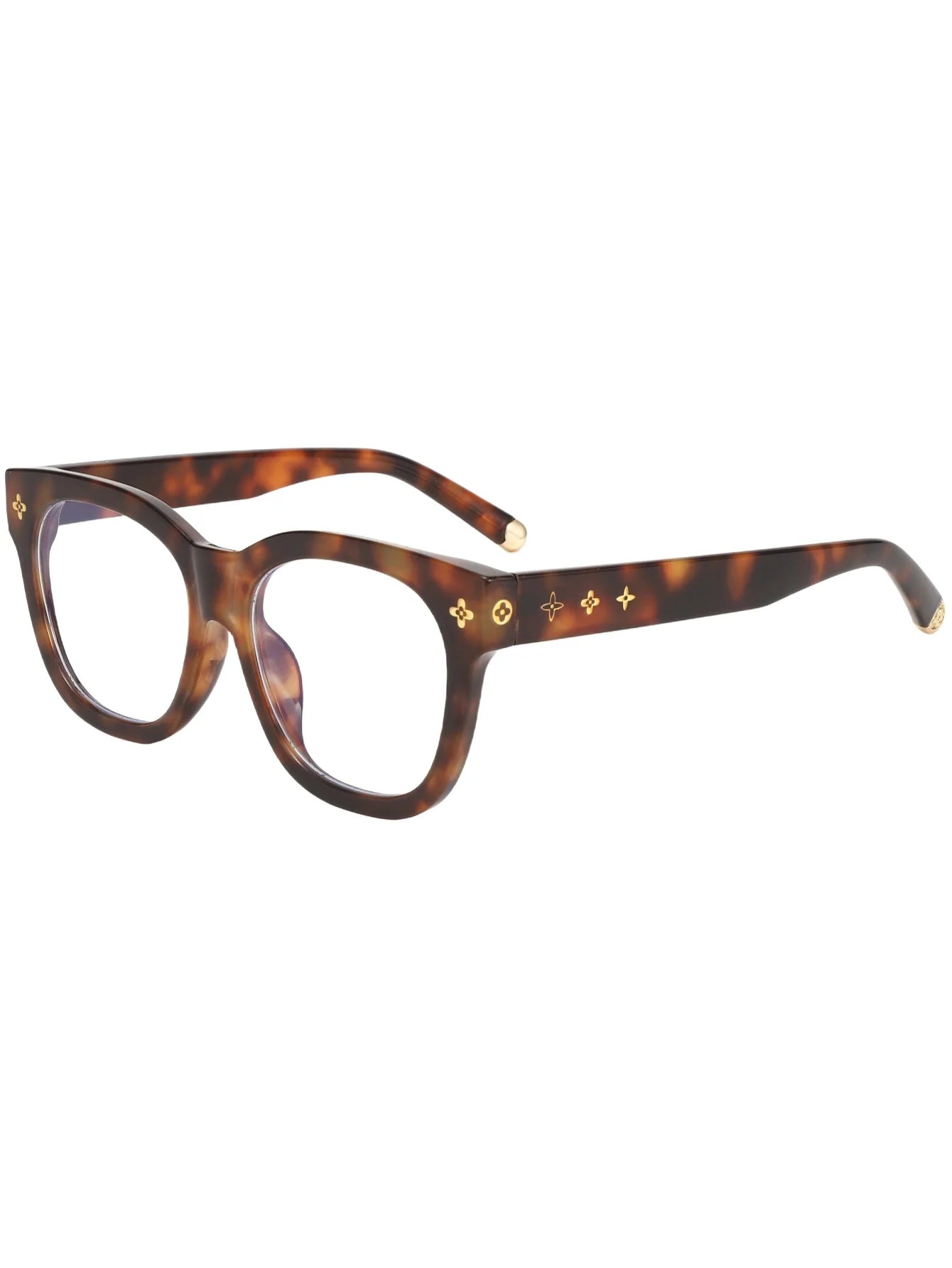 New retro box tortoise shell color glasses frame face-lifting fashion slim flat mirror blue glasses.