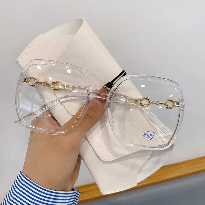 Fashionable Large Frame Myopia Glasses with Anti Blue Light and Anti Radiation High-definition Women's Full Frame Glasses
