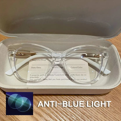 EYORA Fashionable Full Rim Cat Eye Reading Glasses Women Anti Blue Ray or Photochromic Progressive Prescription Optical Eyewear