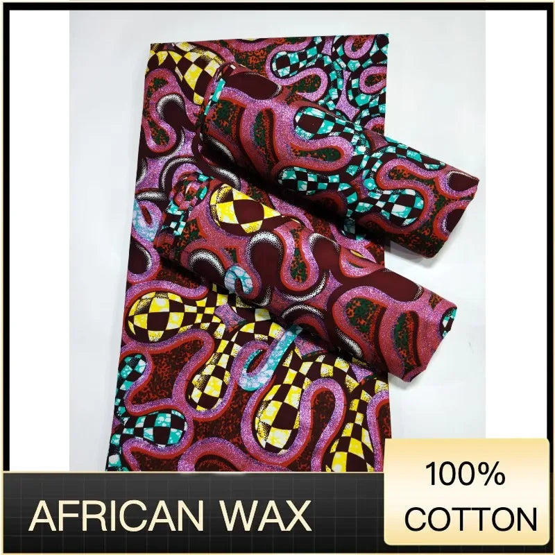 Soft Pagne 100%Cotton Gold Print Fabric African Real Wax Fabric High Quality Nigeria Ankara Grand  Fabric