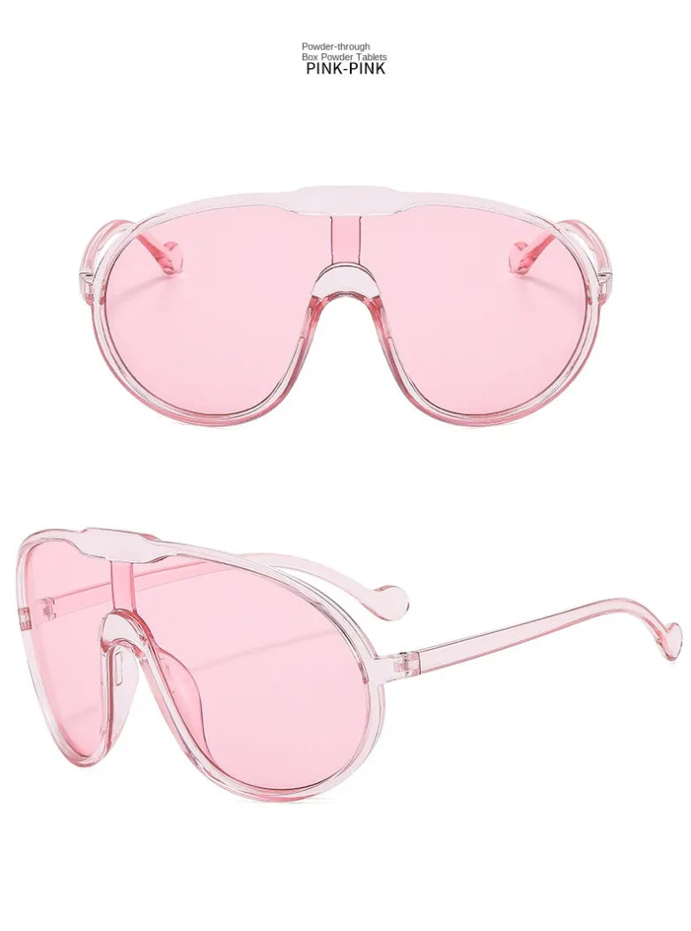 Trend Oversized Pilot Sunglasses Women Luxury Brand Designer Big Frame Cycling Sun Glasses Men Punk One Piece Len Black Yellow