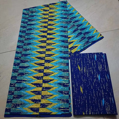 KENTE 4+2YARD 2024 Latest Design 6 Yards/lot African Fabric Gold Powder Ankara 100% Cotton Farbic For Sewing Wax Print Fabric