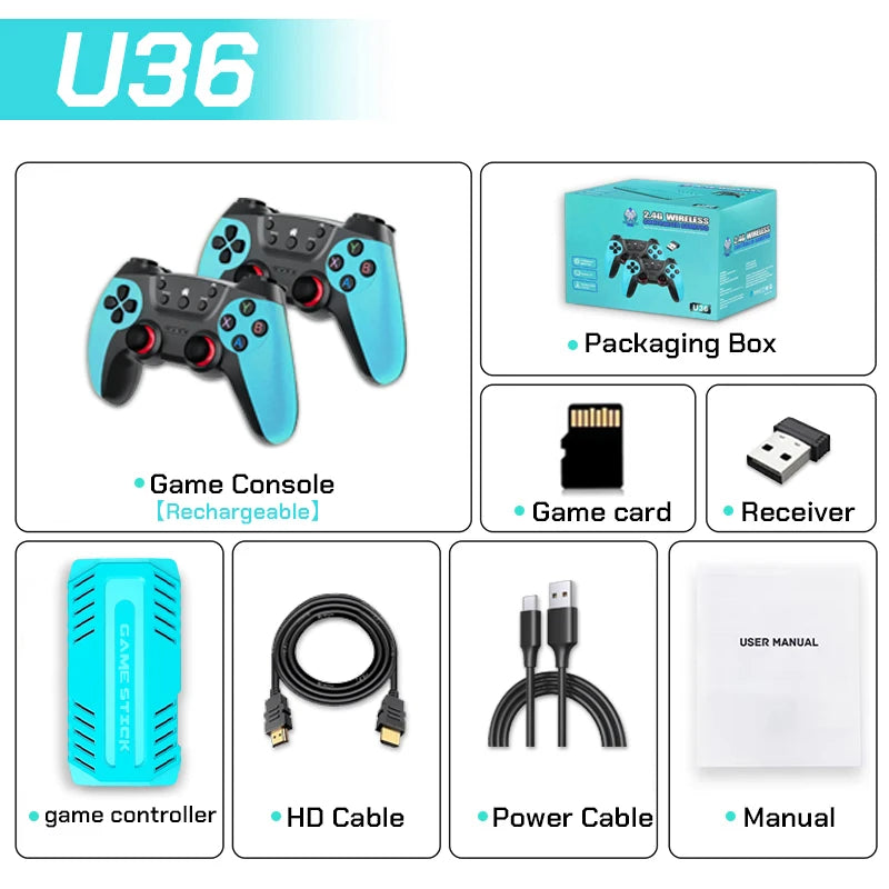 2026 New 128G X10 PRO GameStick 4K Video Game Console 3D Games Built-In 50K Games 40+ Emulators Retro Games Dual 2.4G Controller
