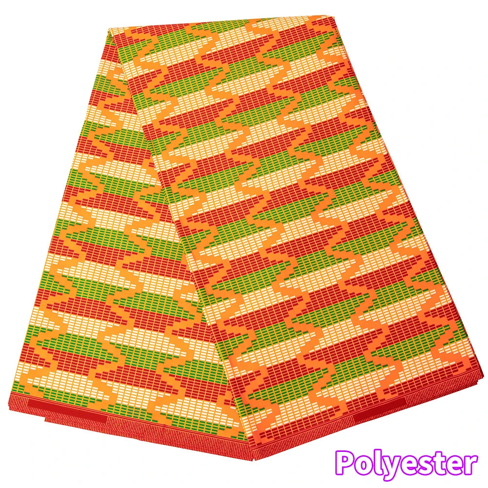 Veritablewax Fan Pattern African Fabric By the Yard Polyester Material For Handsewing High Quality Cloth for Party Dress A-27