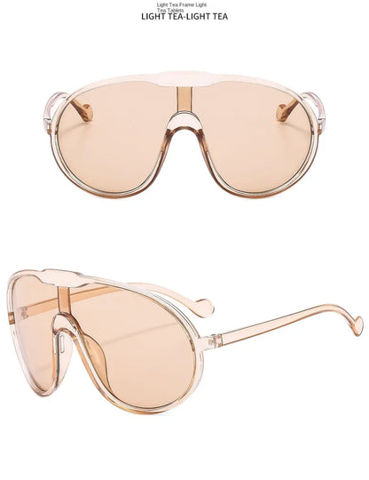 Trend Oversized Pilot Sunglasses Women Luxury Brand Designer Big Frame Cycling Sun Glasses Men Punk One Piece Len Black Yellow