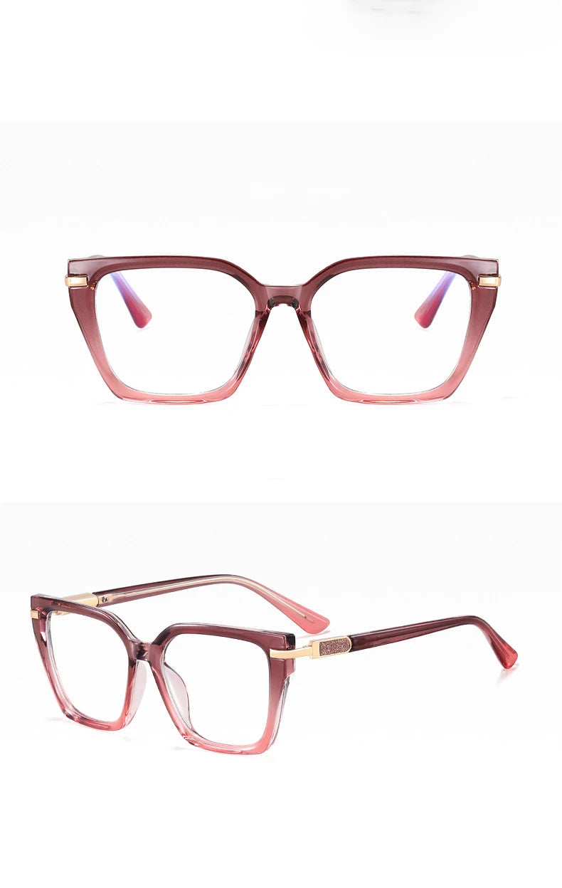 R57522 Women Tr90 Blue Light Blocking Glasses Frame Comfortable Spring Hinge Presbyopia Eyeglasses Customizable Diopters