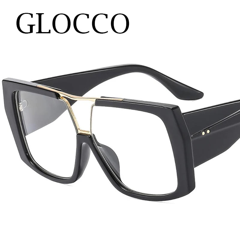 Fashion Brand Oversized Square Myopia Glasses Women Men Trend Green Graduation Eyeglasses Anti Blue Light Prescription Glasses