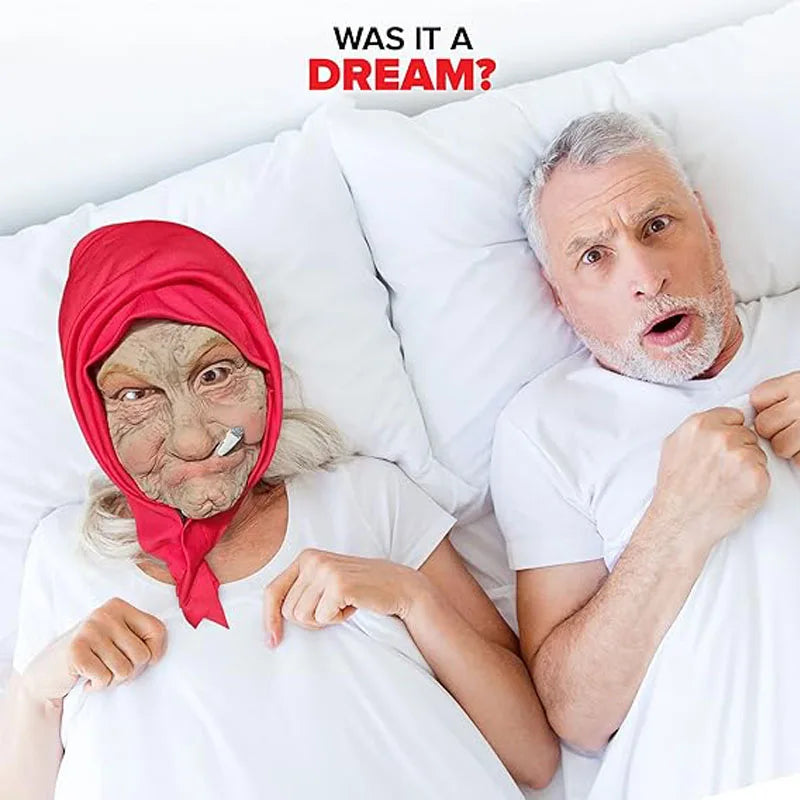 Halloween Scary Terrifying Granny Latex Mask Long Hair Spooky Cosplay Costume Accessory for Adults Party Deco Gift