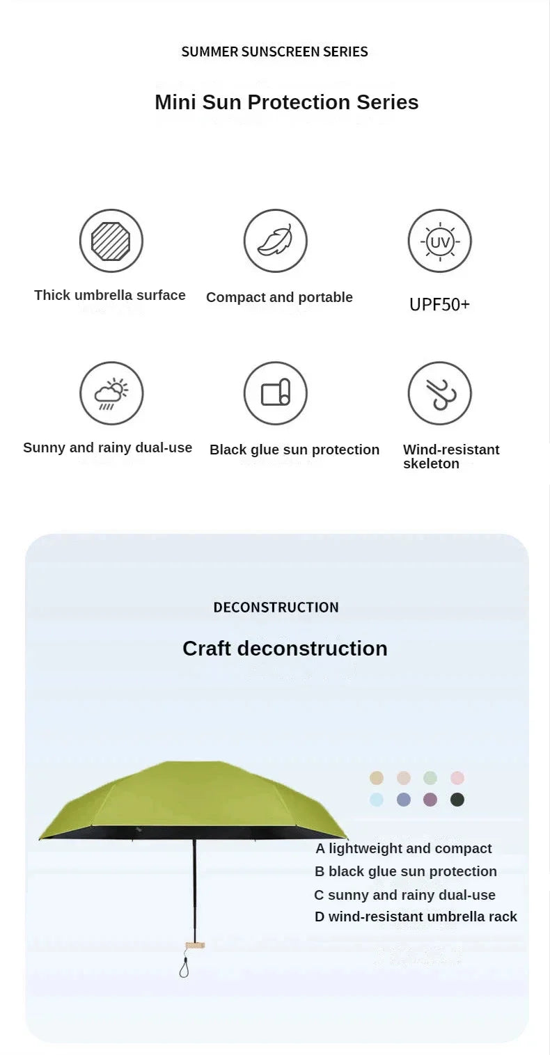 1Pc Mini Sun Umbrella Pocket Rain Umbrella Vinyl Folding UV Protection Sun Shade Ultraviolet Capsule Parasol for Pocket 55% off
