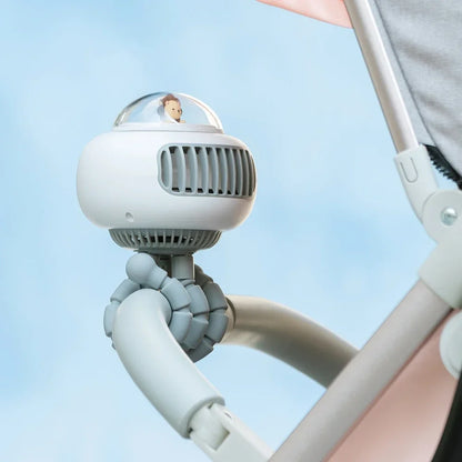 Mini Flexible Air Conditioner 3600mAh USB Chargeable Stroller Cooling Fan 130° Auto Rotation Quiet Wind Handheld for Outdoors