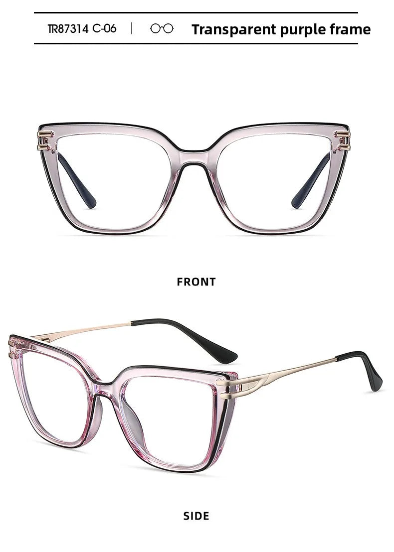 EYORA Currents Square Women Anti-Reflective Reading Glasses Anti Blue Light Myopia Eyewear Photochromic Prescription Eyewear