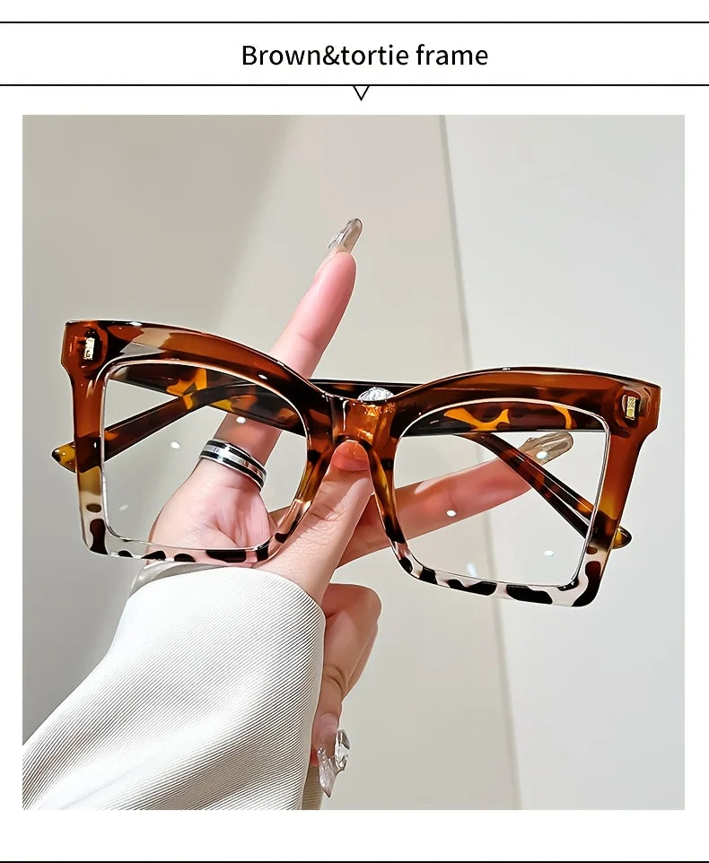 Elegant Full Rim Square Reading Glasses for Women, PC Frame, Clear Les, Magnification  1.0 to  4.0, Fashion Reading Glasses