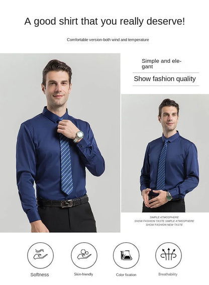 Spring Men's Social Shirt Slim Business Dress Shirts Male Long Sleeve Casual Formal Elegant Shirt Blouses Tops ManBrand Clothe