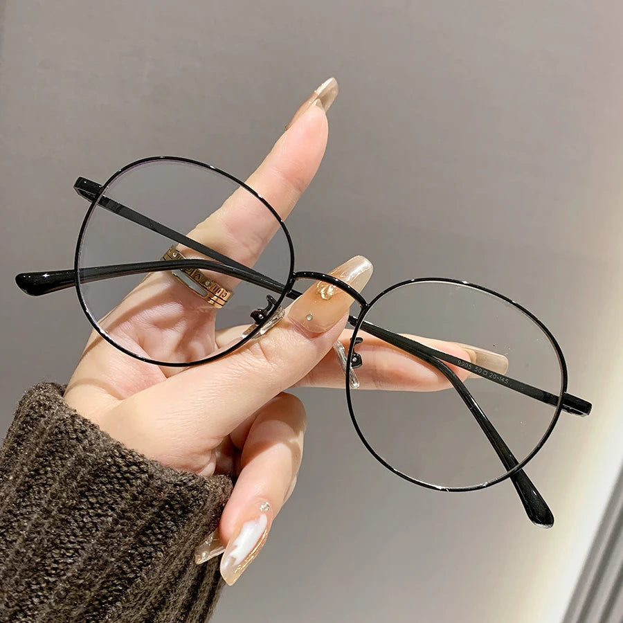 1-piece ladies' glasses, classic thin round frames, simple and fashionable, suitable for daily wear