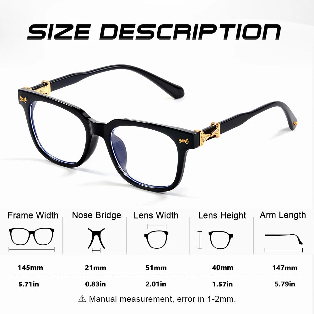 CRIXALIS 2Pcs Anti Blue Light Glasses For Men Women Square Vintage Computer Reading Eyeglasses Prescription Glasses Frame UV400
