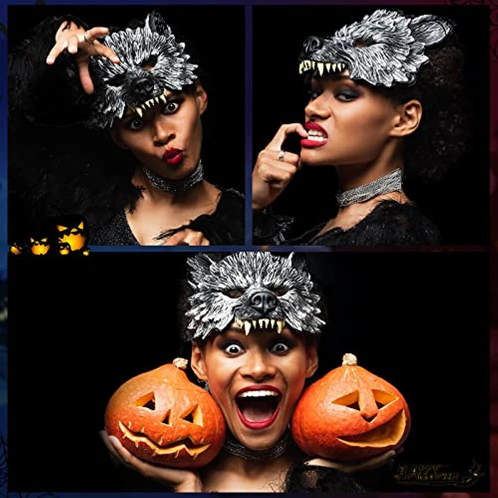 Animal Mask 3D Realistic Half Face Mask Halloween Carnival Masquerade Birthday Party Game Cosplay Costume Accessories Props