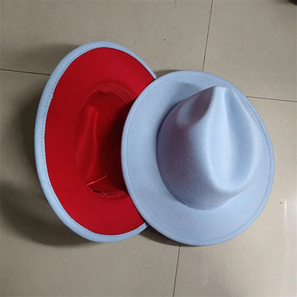 Sombreros Fedora Hat Dual Color Classic Jazz Hat Soft Fedora Hat Classic Men's and Women's Blue Jazz sombreros
